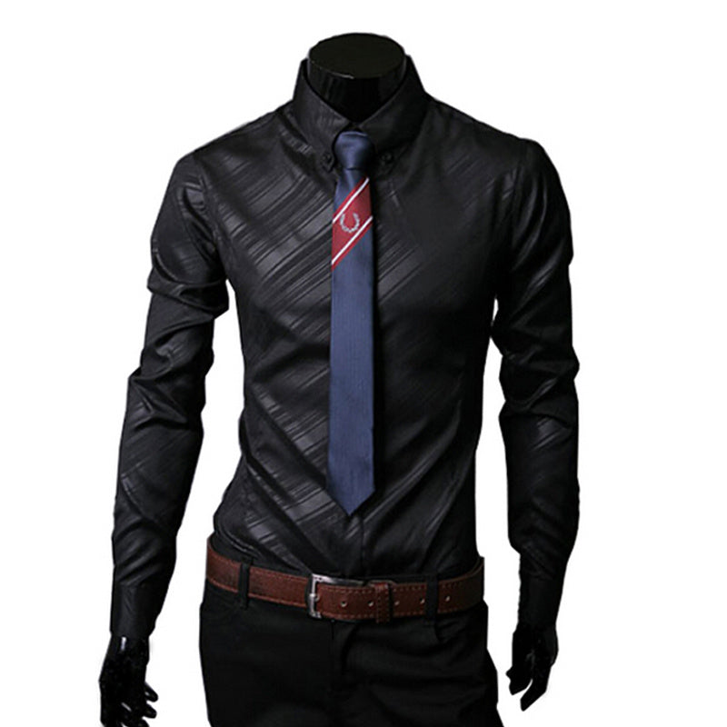 Dark Pattern Twill Long Sleeve Shirts