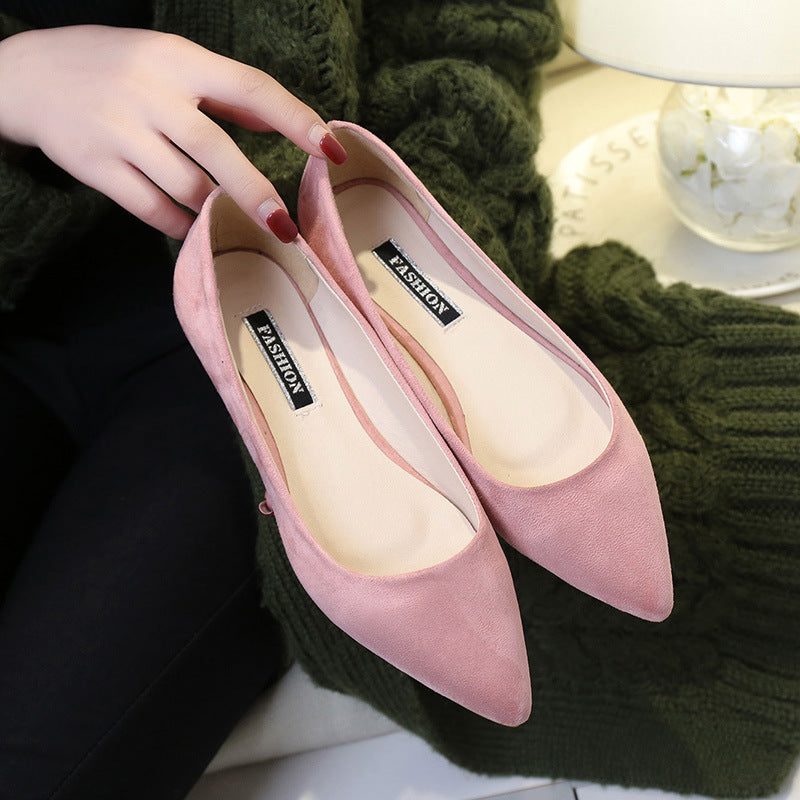 Fashion Suede Pointed Slip On Ballet Flats