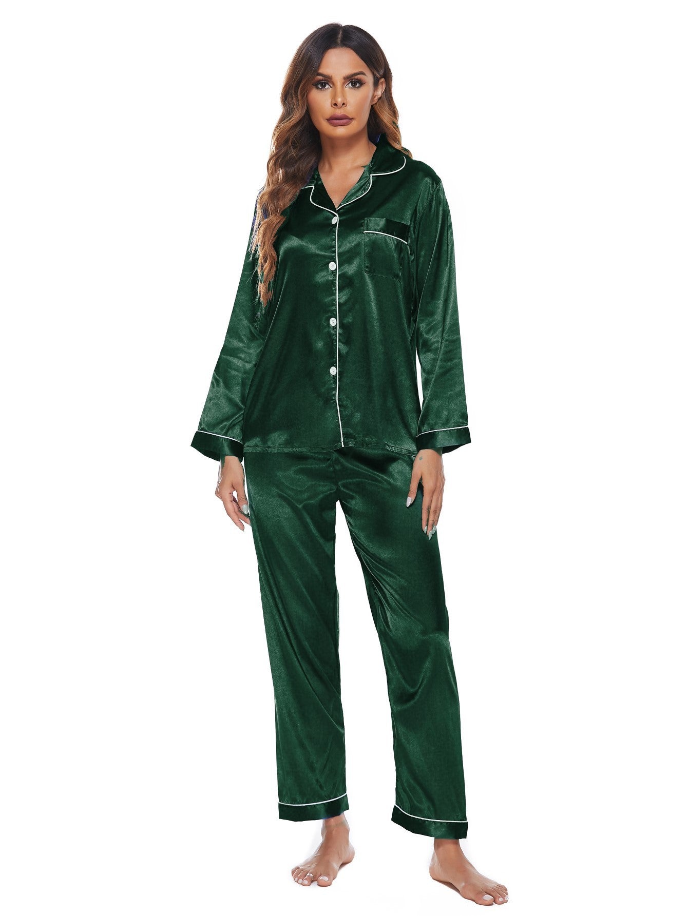 Women's Long Sleeve Soft Button Loungewear/Nightwear/Pyjamas/Sleepwear