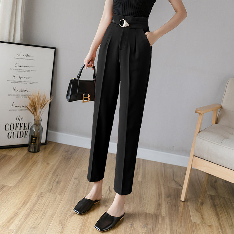 Cropped Straight Loose Suit Trousers