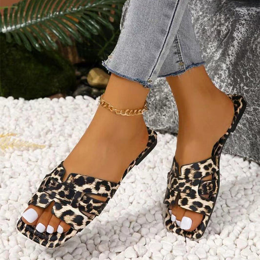 Leopard Print Slipper Sandals