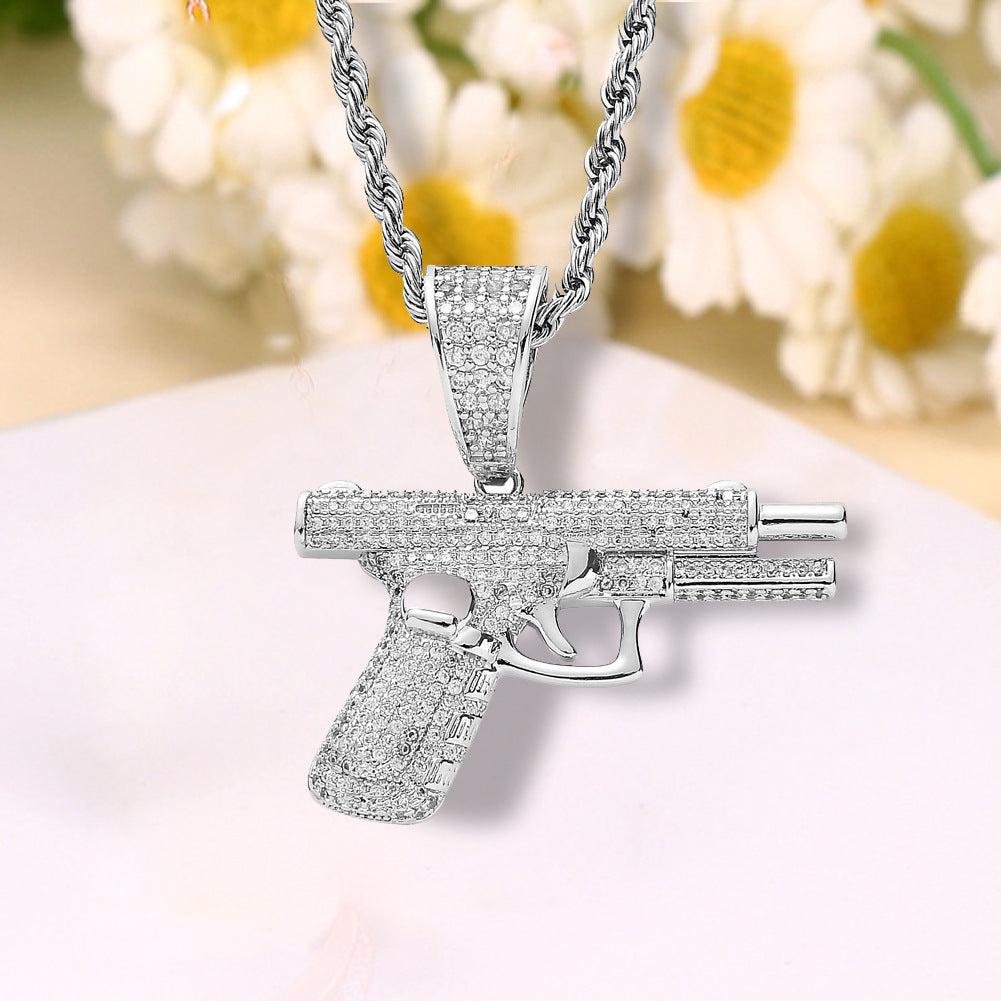 Glock (Gun) Diamond Inlay Necklace