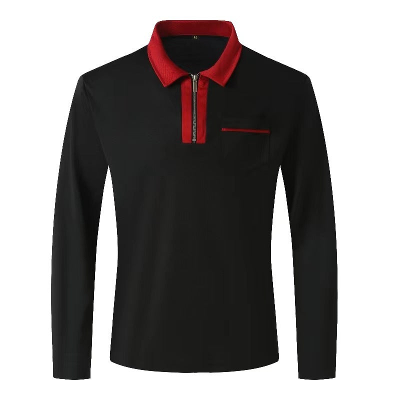 Henley Polo Zipper Long Sleeve Shirts
