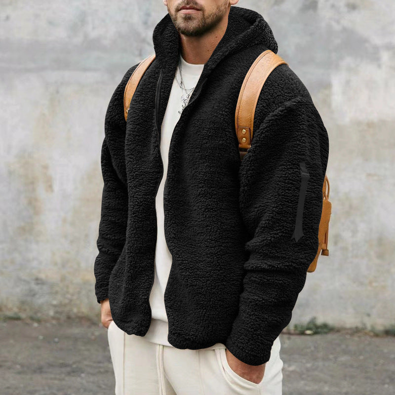 Plush Hooded Double Sided Fleece Jacket