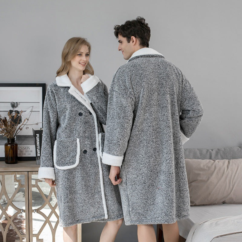 Men's And Women's Plush Thickened Bathrobes/Pyjamas