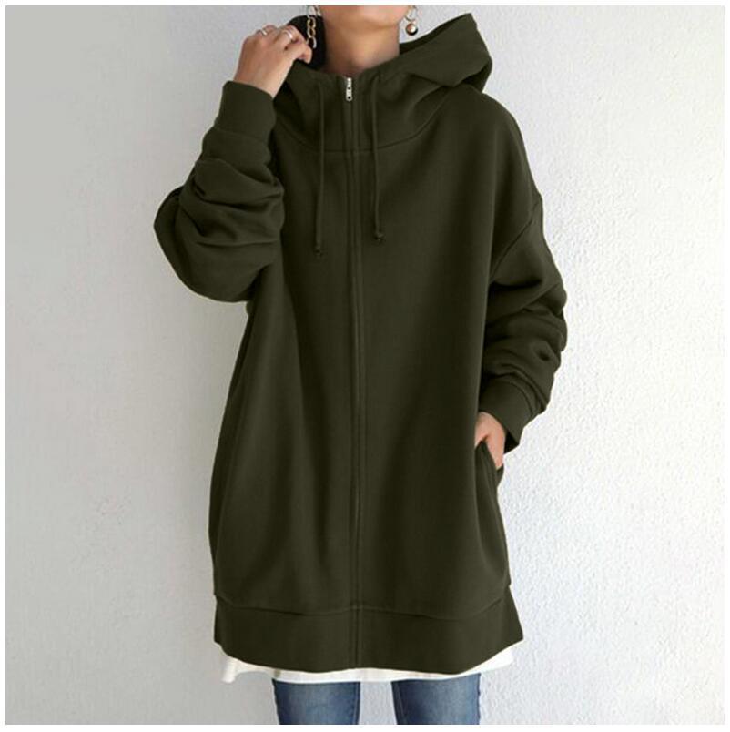 Women's Fuzzy Long Pullover Zipped Hoodies