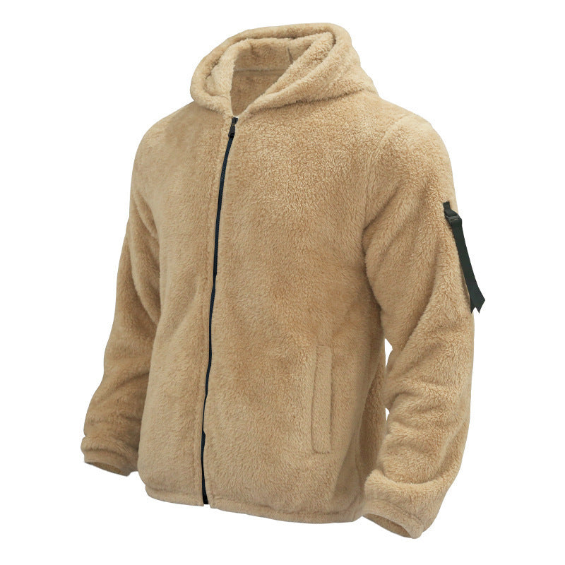 Plush Hooded Double Sided Fleece Jacket