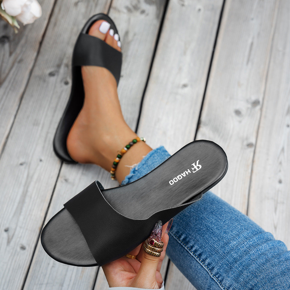 Fish Mouth Flat Slide Slipper Sandals