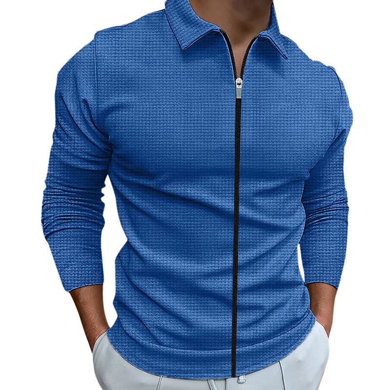 Waffle Style Zipped Lapel Track Tops