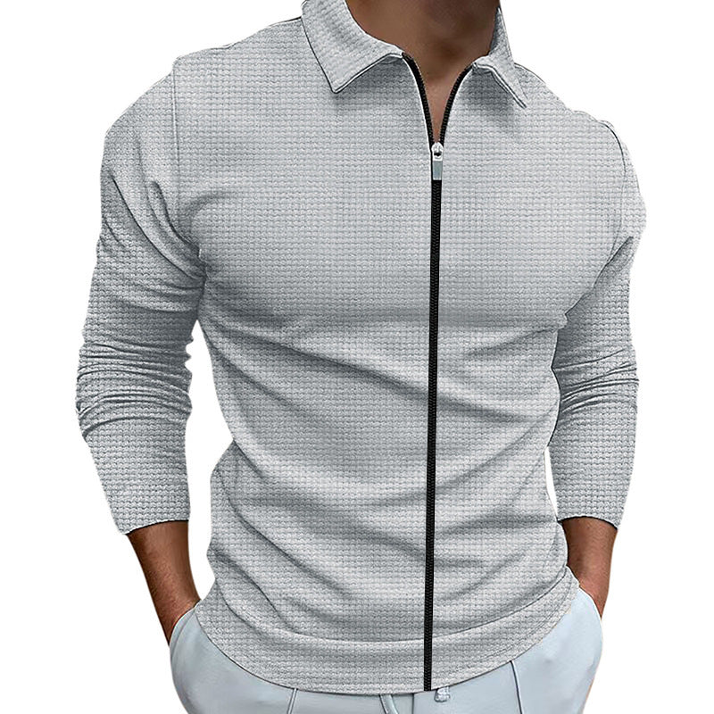 Waffle Style Zipped Lapel Track Tops