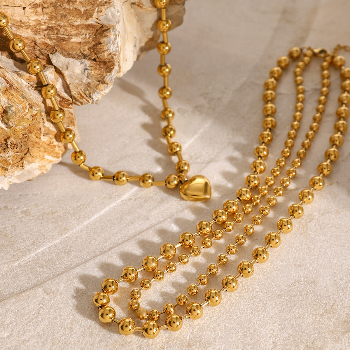 18k Golden Clavicle Beaded Love Necklace