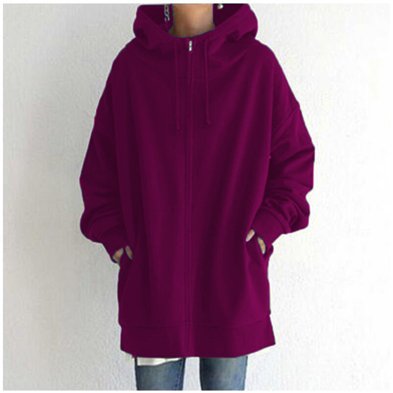Women's Fuzzy Long Pullover Zipped Hoodies