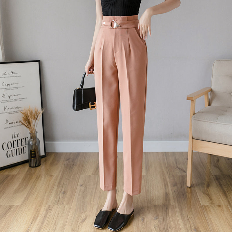 Cropped Straight Loose Suit Trousers