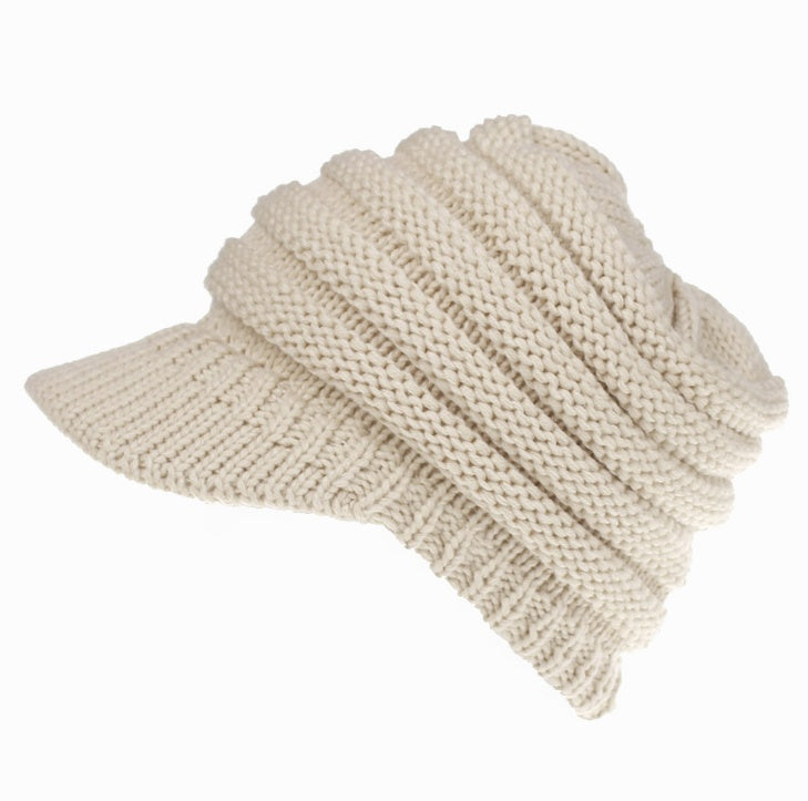 Ponytail Soft Knitting Beanie Cap Hats