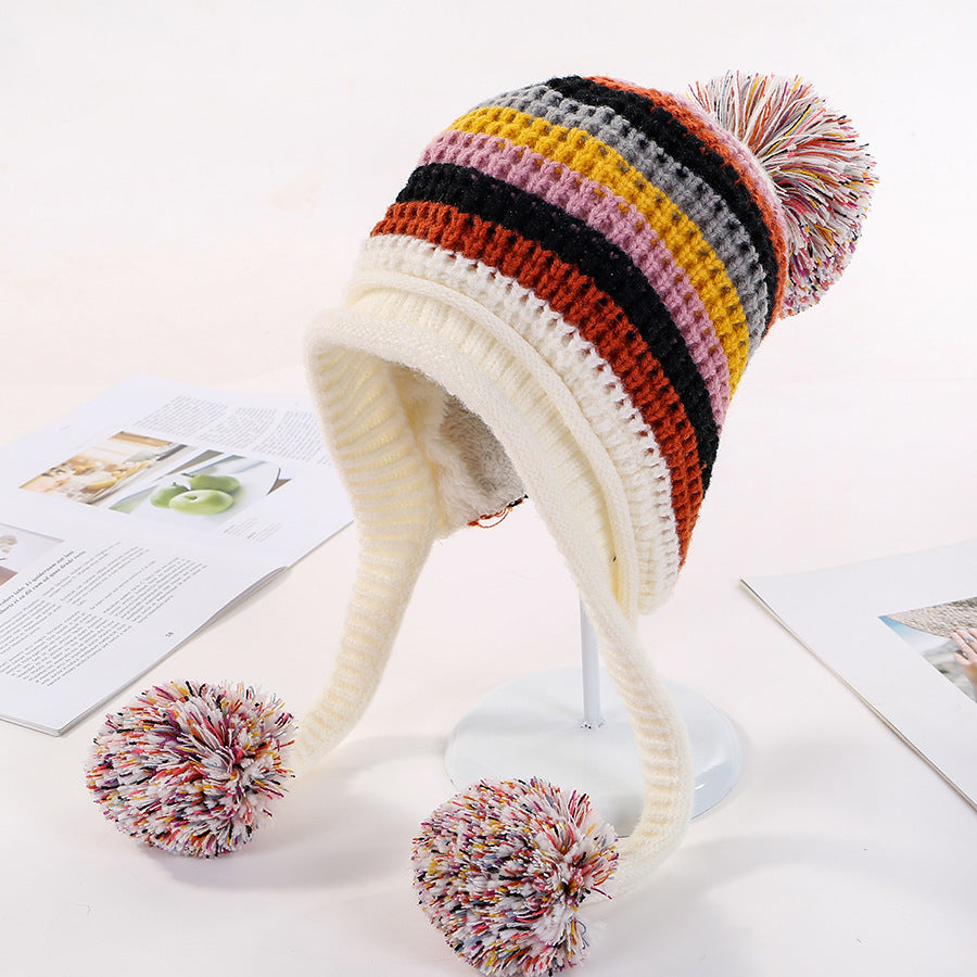 Two Layered Earflap Fleece Beanie Hats