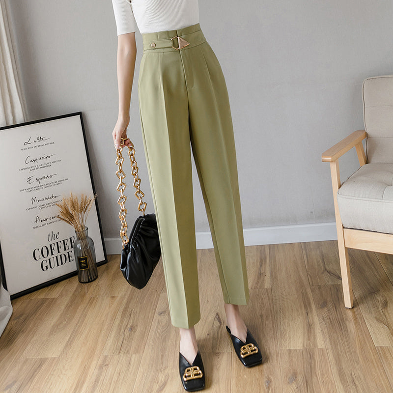 Cropped Straight Loose Suit Trousers