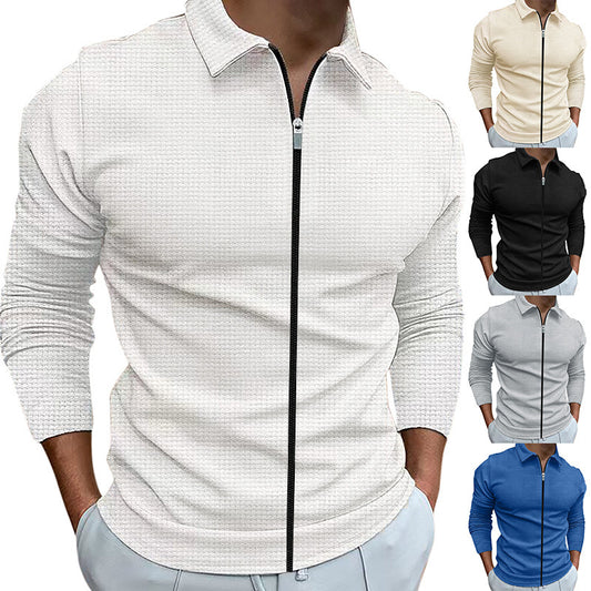 Waffle Style Zipped Lapel Track Tops