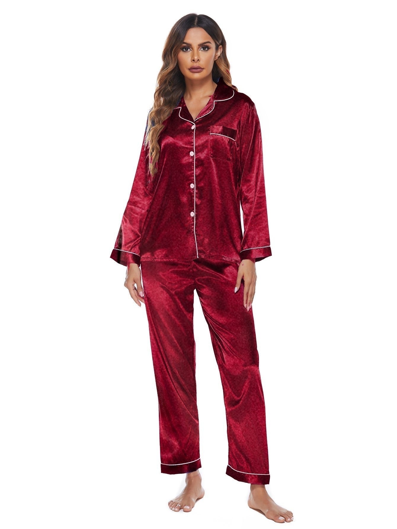 Women's Long Sleeve Soft Button Loungewear/Nightwear/Pyjamas/Sleepwear