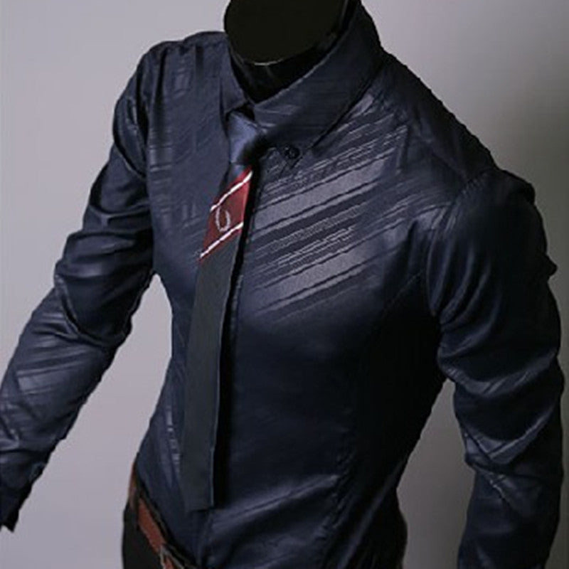 Dark Pattern Twill Long Sleeve Shirts