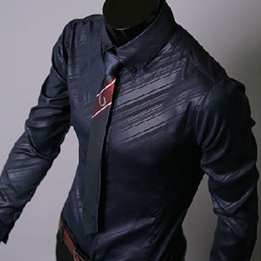 Dark Pattern Twill Long Sleeve Shirts