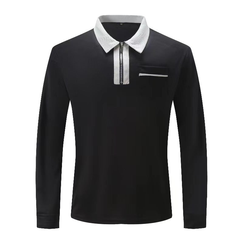 Henley Polo Zipper Long Sleeve Shirts
