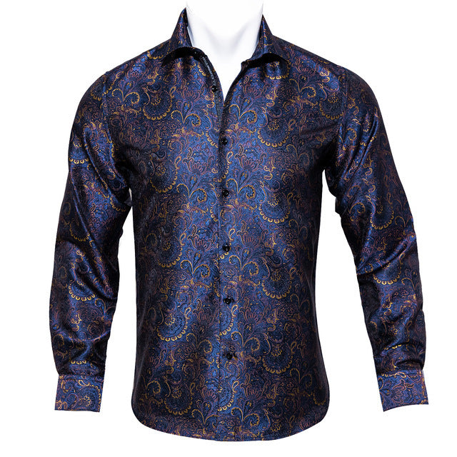 Barry Wang Silk Long Sleeve Shirts