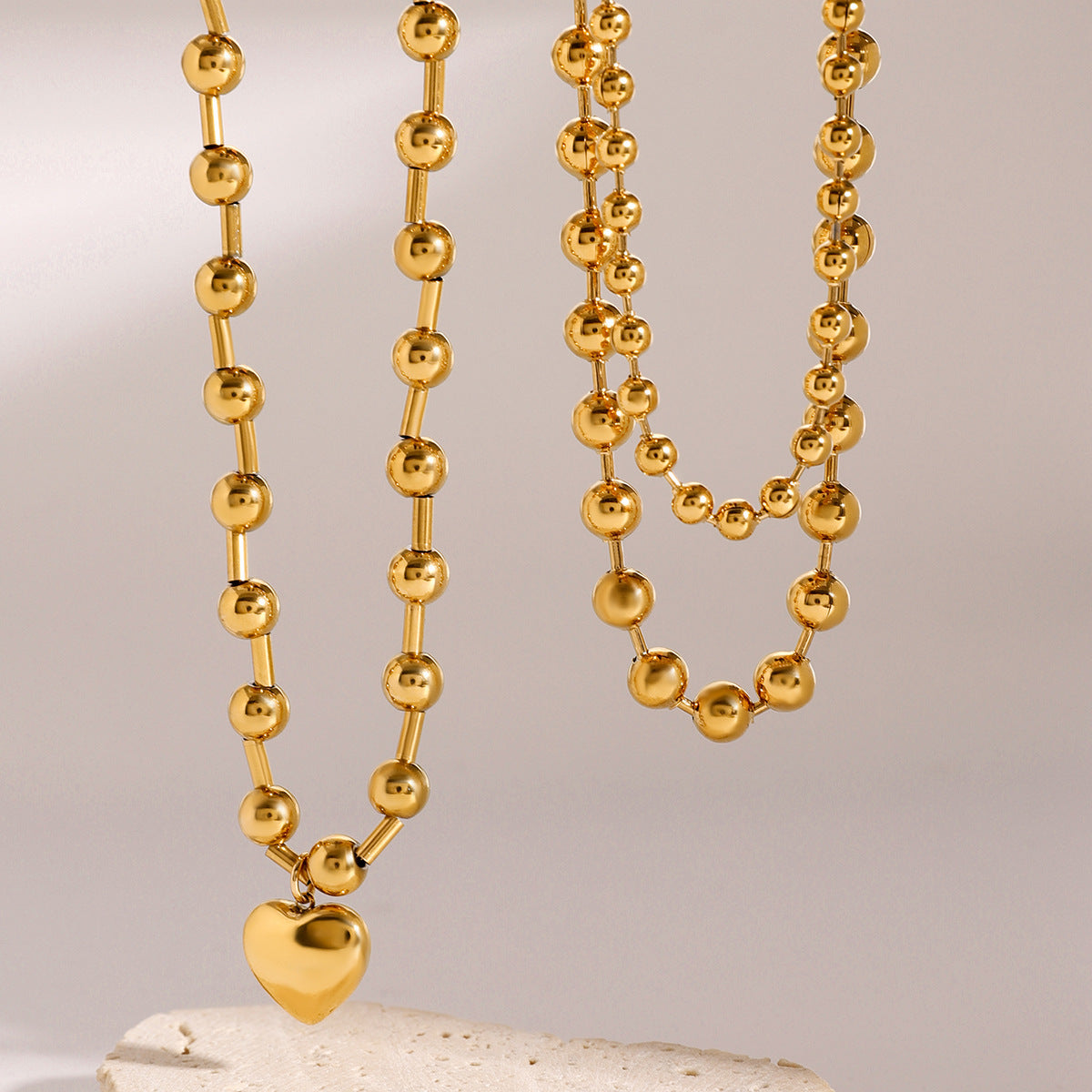 18k Golden Clavicle Beaded Love Necklace