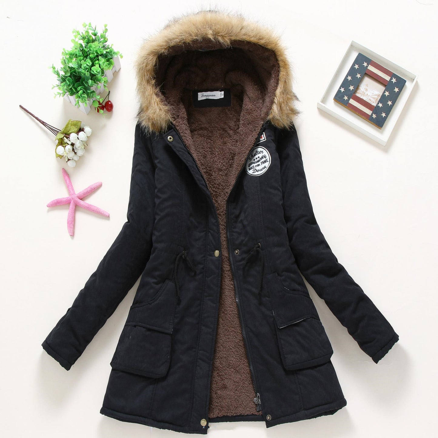 Fengyuan Fur Hooded Coats