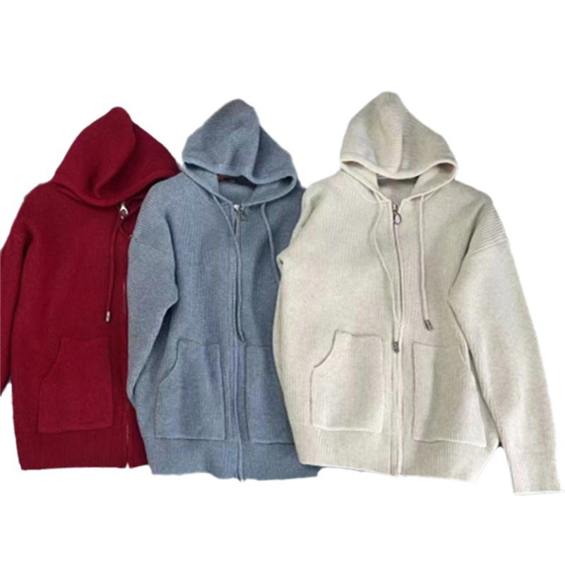 Women's Thick Knitted Zipped Hoodies