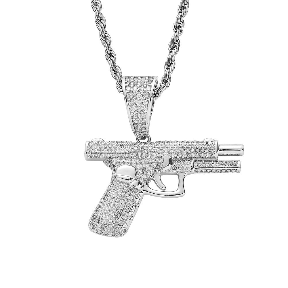 Glock (Gun) Diamond Inlay Necklace
