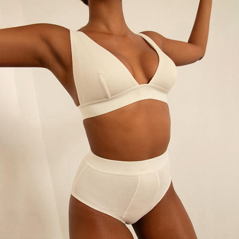 Summer V-neck Vest Bra & Briefs Sports Yoga Set