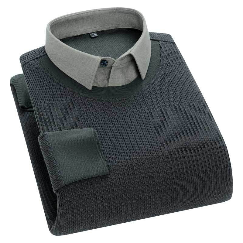 Jacquard Two Piece Set Long Sleeve Shirts