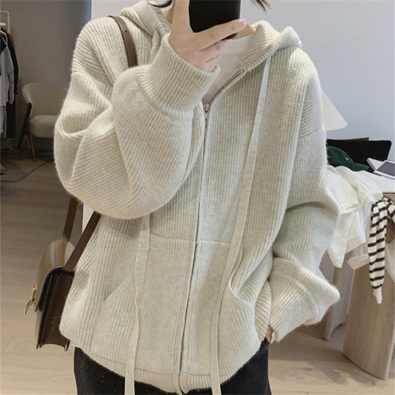 Women's Thick Knitted Zipped Hoodies
