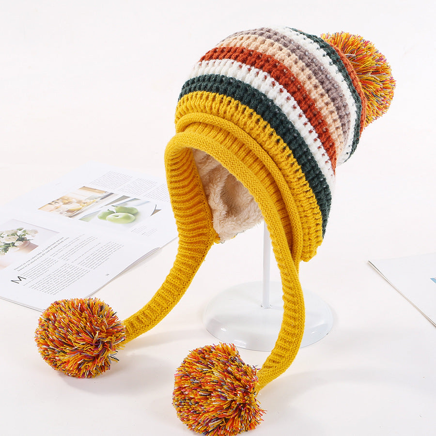 Two Layered Earflap Fleece Beanie Hats