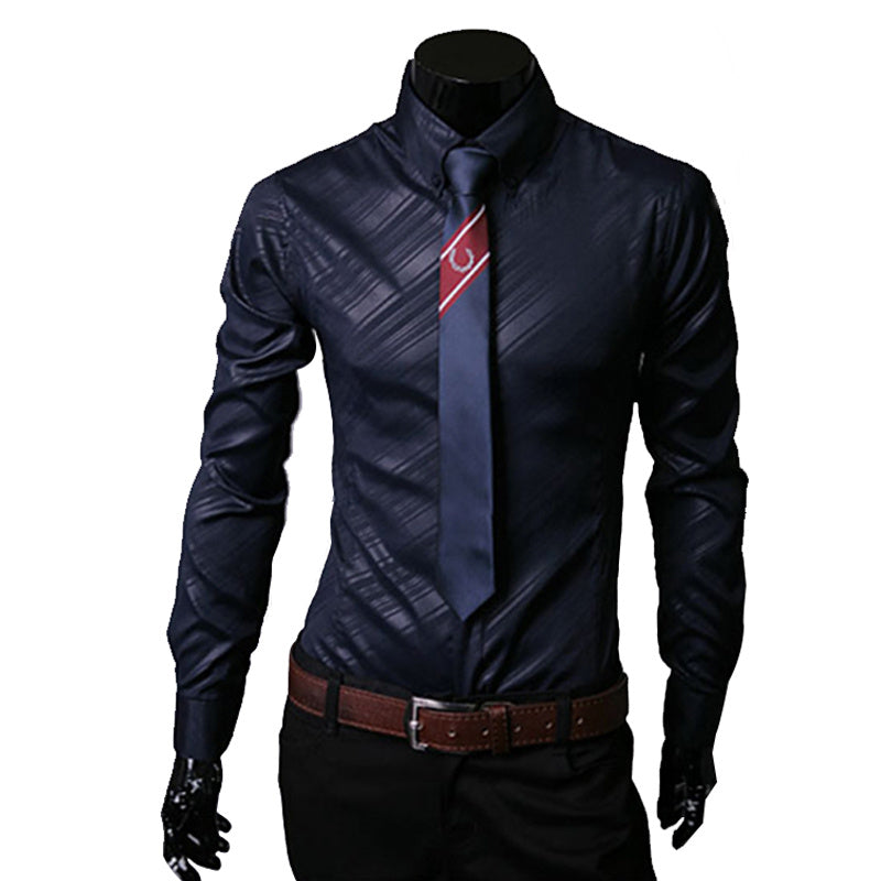 Dark Pattern Twill Long Sleeve Shirts
