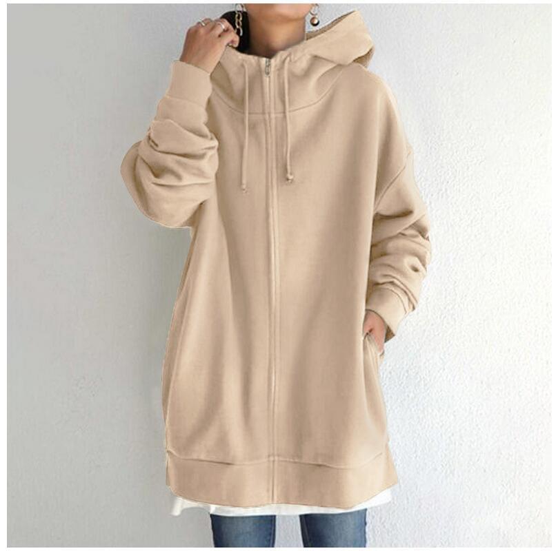 Women's Fuzzy Long Pullover Zipped Hoodies