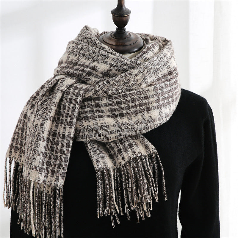 Women's Warm Tassel Plaid Cashmere Scarves