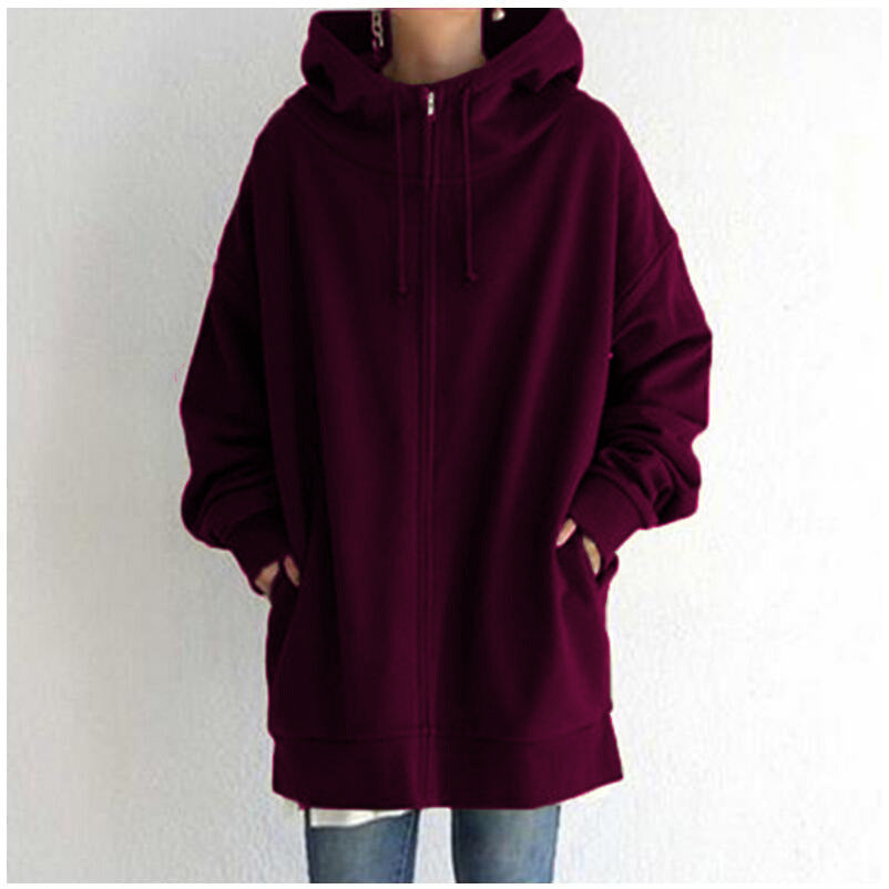 Women's Fuzzy Long Pullover Zipped Hoodies