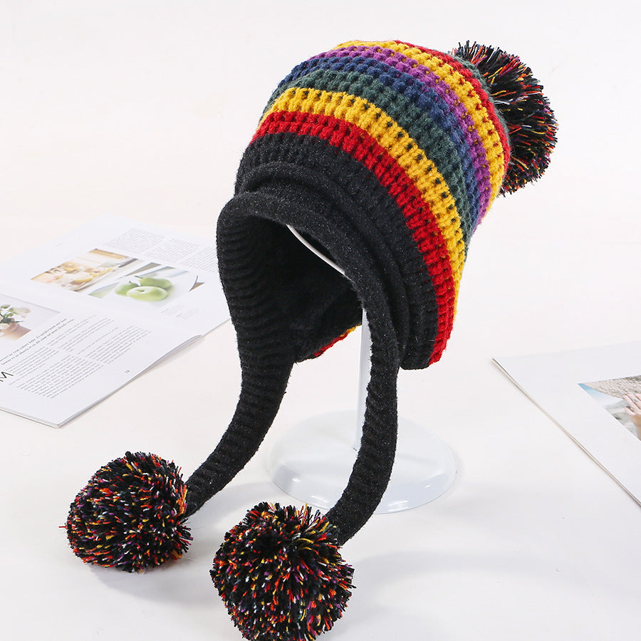 Two Layered Earflap Fleece Beanie Hats