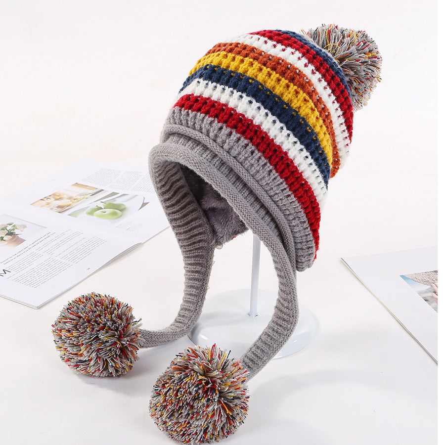 Two Layered Earflap Fleece Beanie Hats