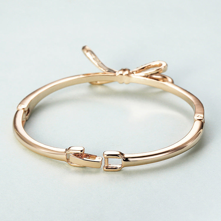 Diamond Bow Rose Gold Alloy Bracelet