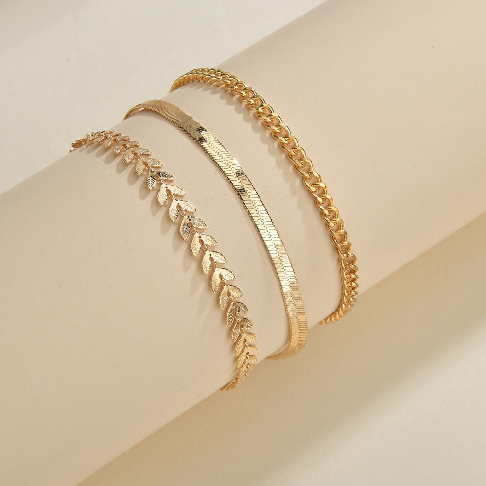 Retro Metal Chain Leaves Anklets