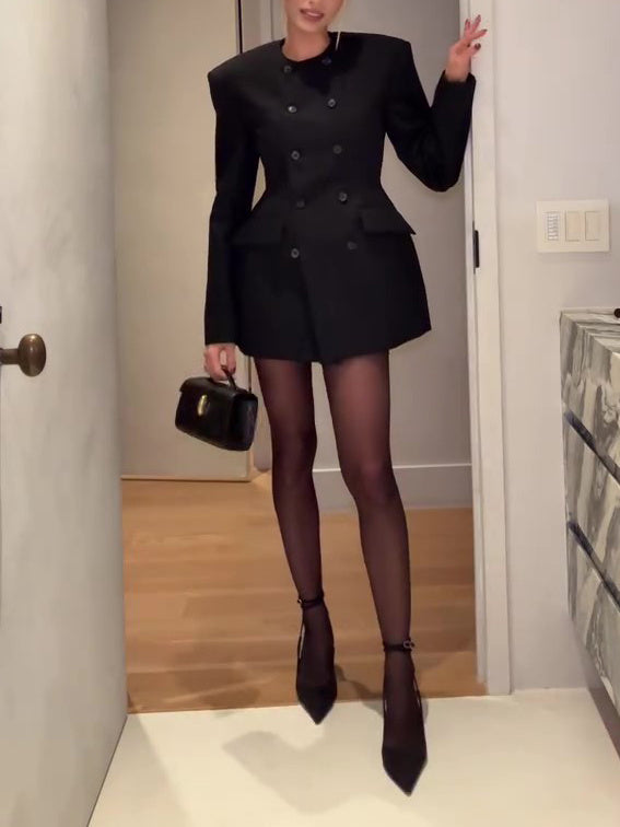 Black Double Sided Blazer Dress