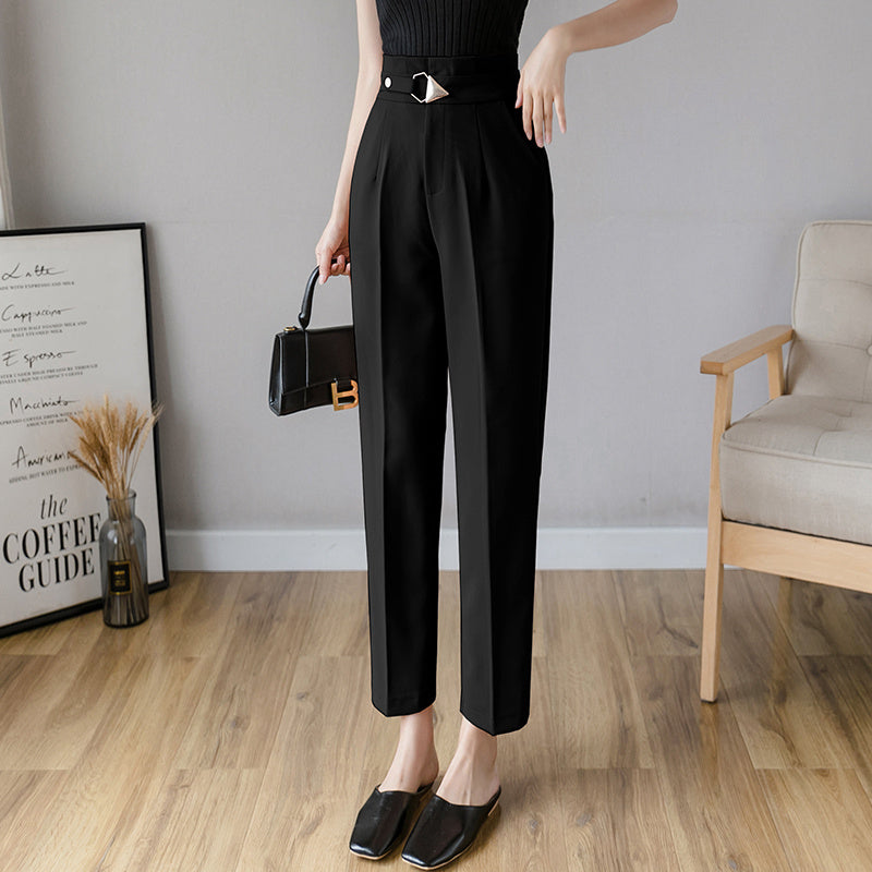 Cropped Straight Loose Suit Trousers