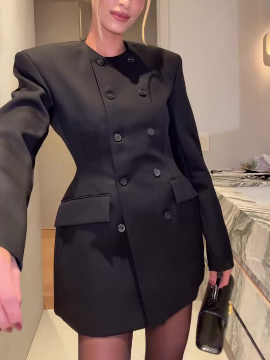 Black Double Sided Blazer Dress