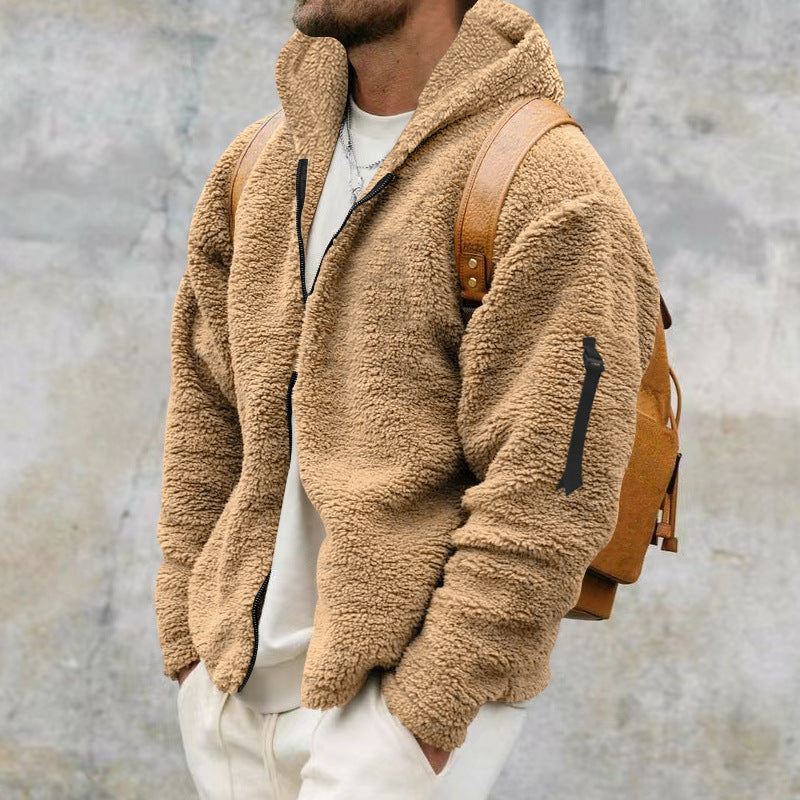 Plush Hooded Double Sided Fleece Jacket