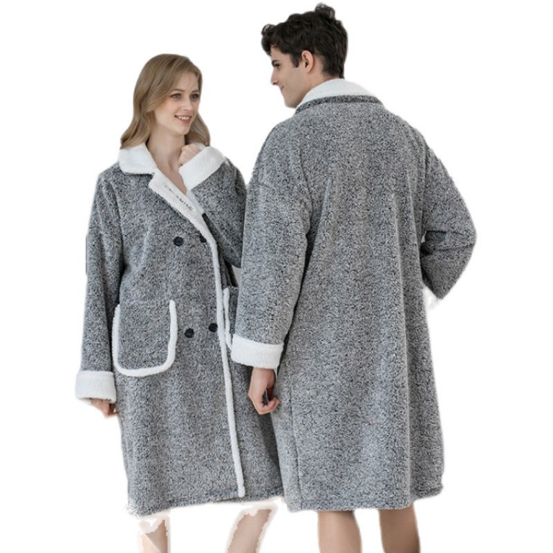Men's And Women's Plush Thickened Bathrobes/Pyjamas