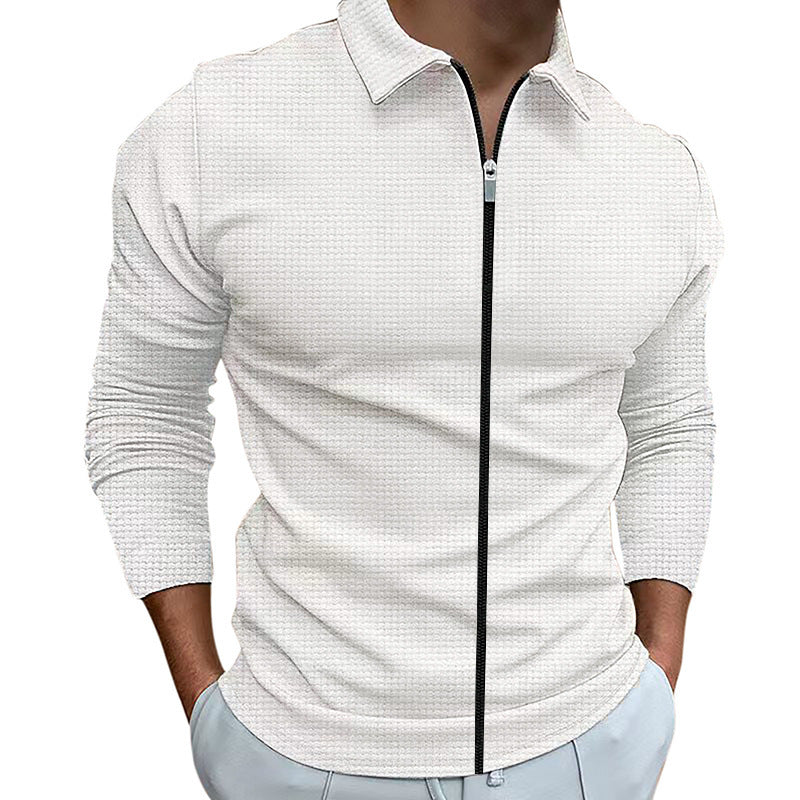 Waffle Style Zipped Lapel Track Tops
