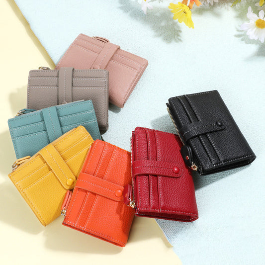 Leather Plaid Solid Card Holder Purses