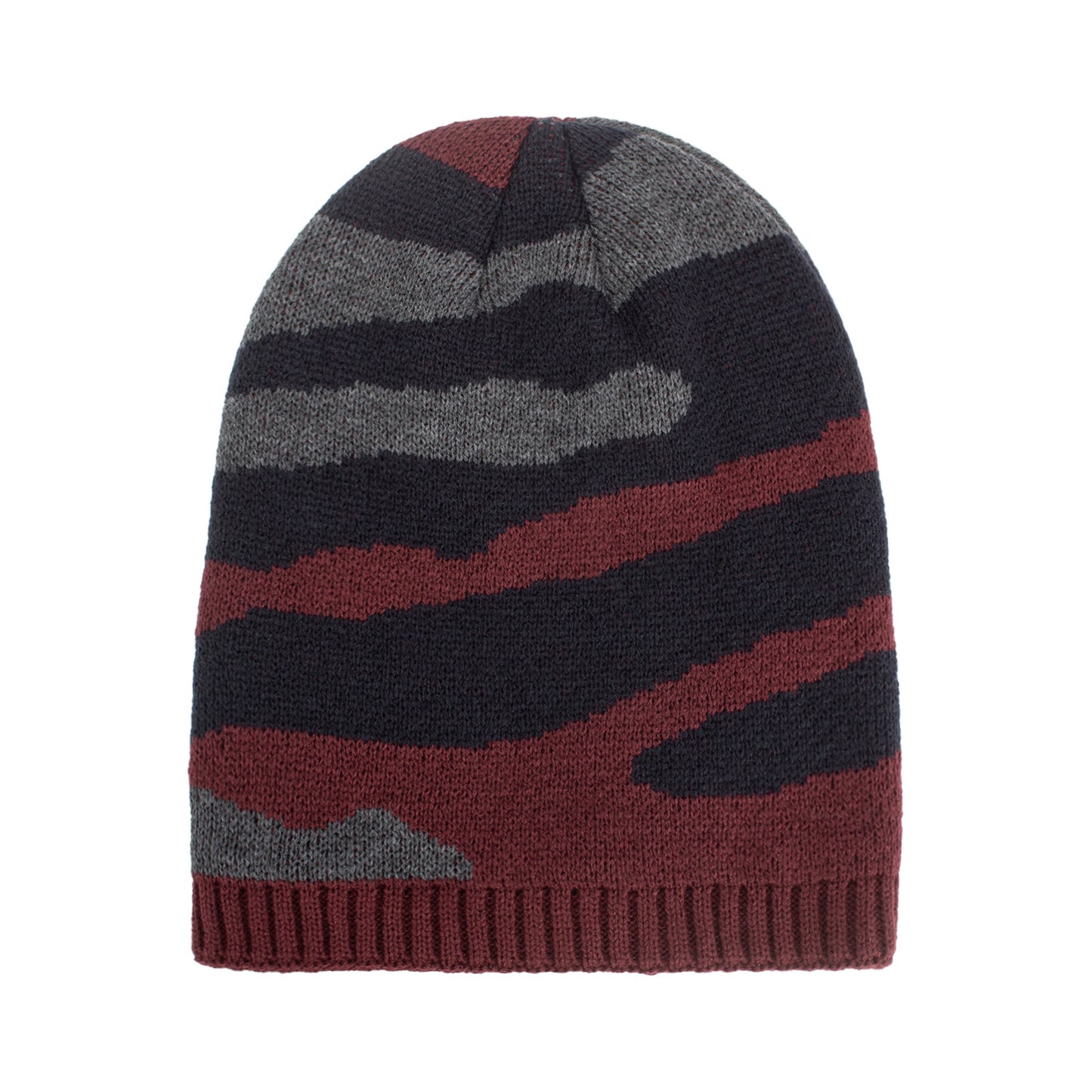 Tricolor Striped Long Pullover Knit Beanie
